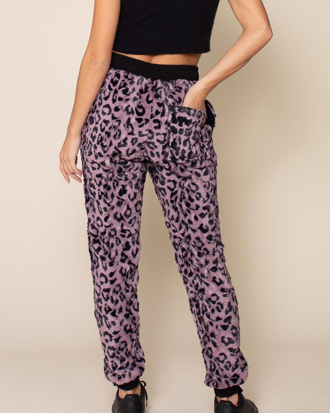 Lavender Leopard ULTRA SOFT Faux Fur Sweatpants | Women&#39;s