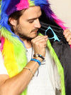 Man wearing faux fur Magic Bear SpiritHood, side view