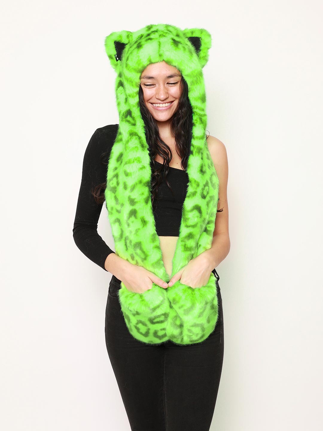 Neon Green Leopard Collector Edition Luxe Hooded Faux Fur 