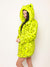 Woman wearing Neon Yellow Leopard Luxe Classic Faux Fur Coat, side view 1