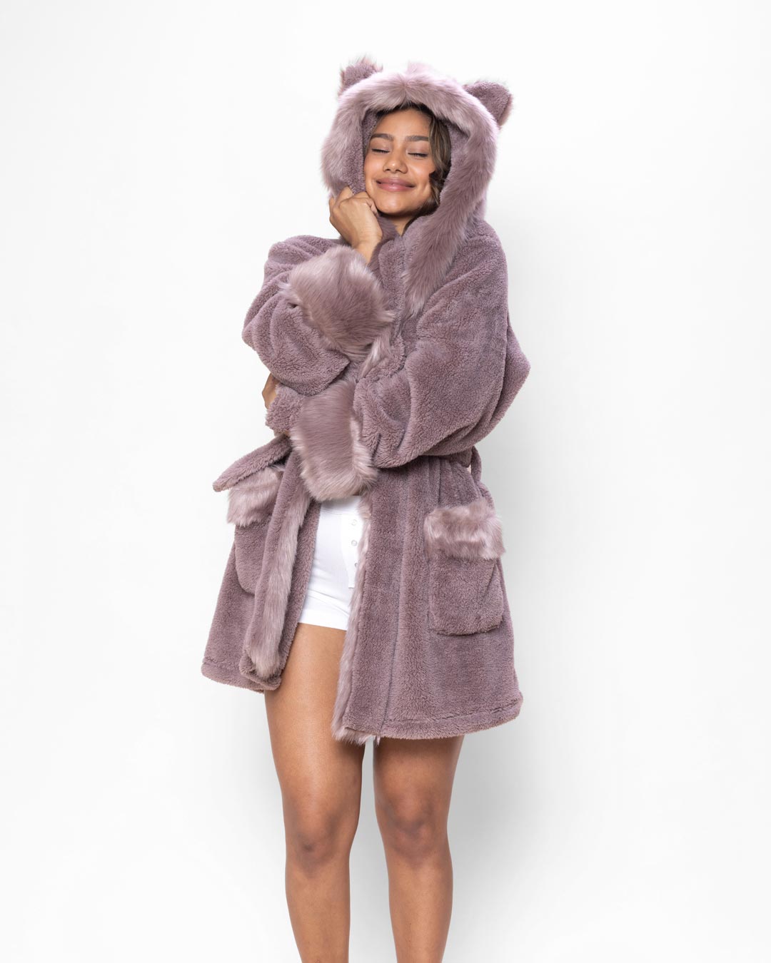 Mauve Kitten Classic Short Collector Edition Faux Fur Robe | Women&#39;s