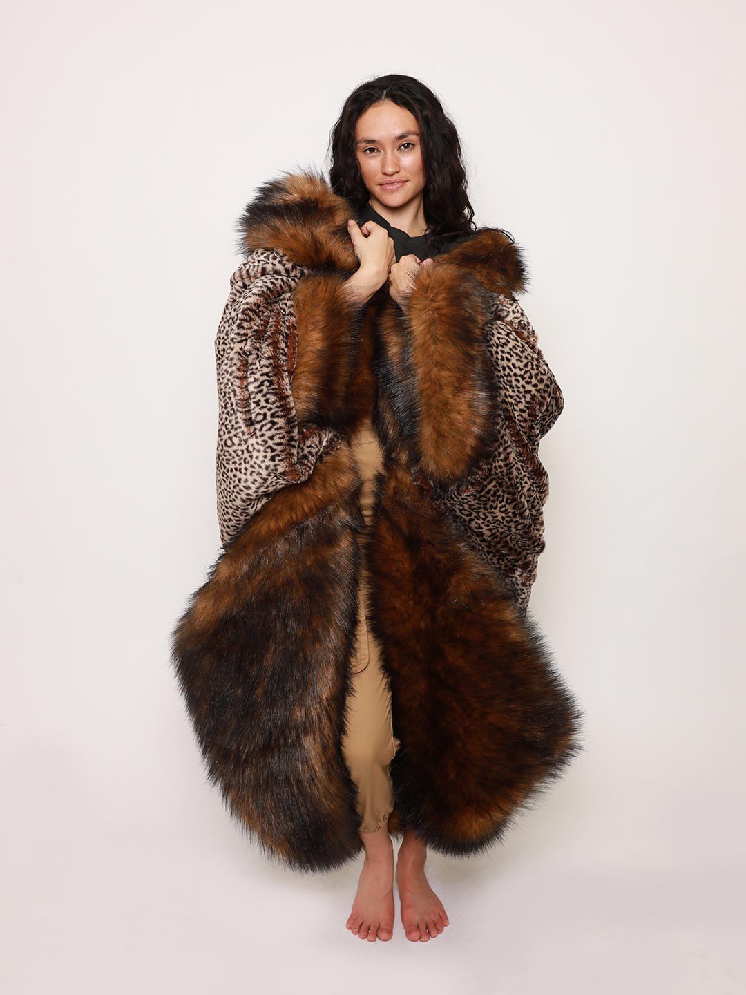 Female Wrapped in Kodiak Bear Faux Fur Throw