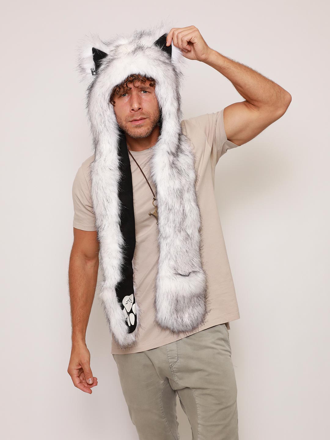Husky Faux Fur with Hood on Male Model