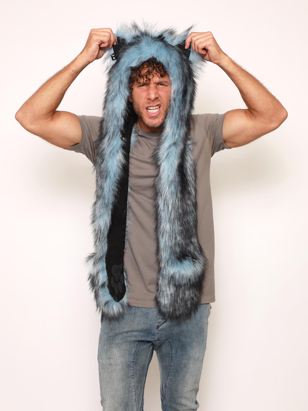 Man wearing Ice Husky Collector Edition Faux Fur Hood