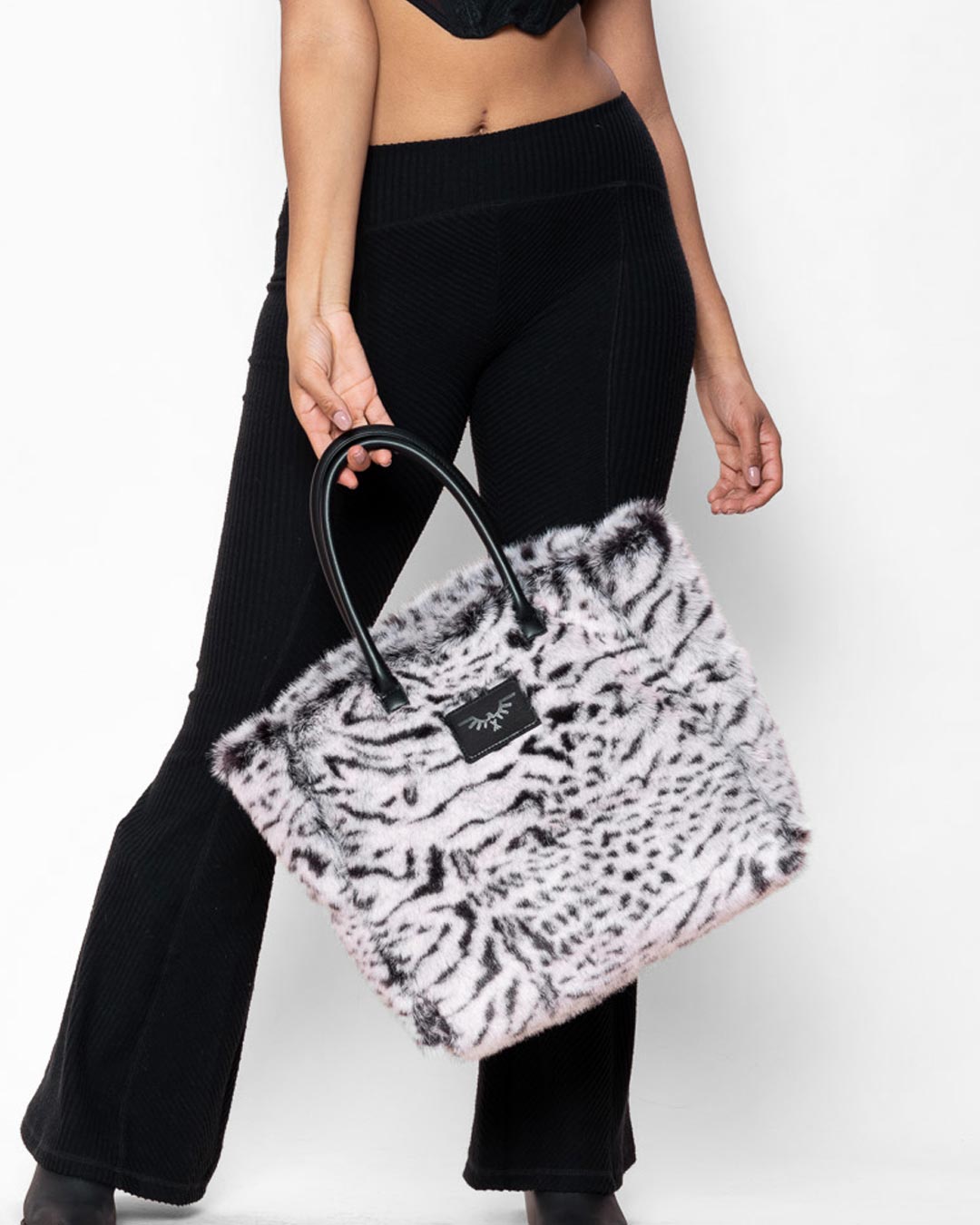 Chic Elegance: White Tiger Faux Fur Tote Bag for Effortless Style
