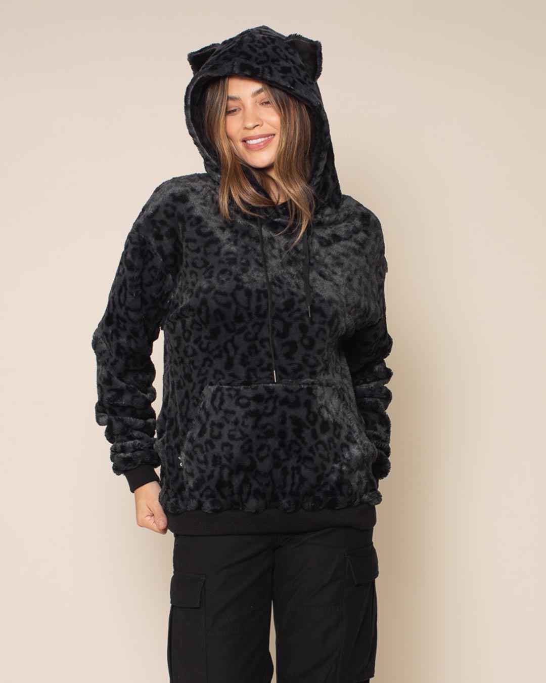 Slate Leopard Classic ULTRA SOFT Faux Fur Hoodie | Women's