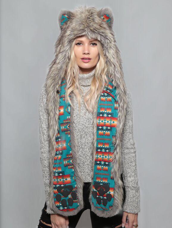 Silver Coyote HB3 Collectors Edition Faux Fur SpiritHood on Female