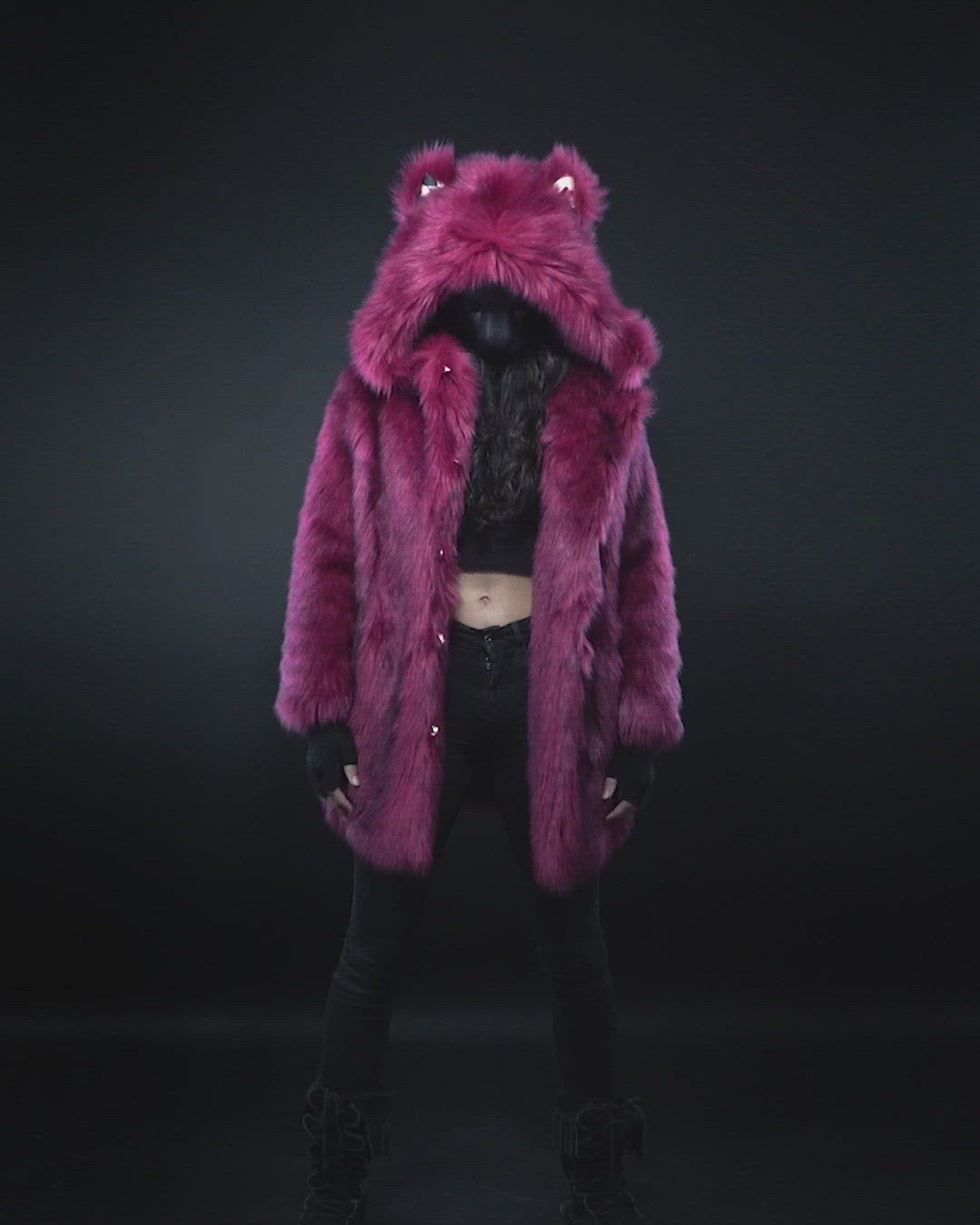 Pink Love Wolf Women's Faux Fur Coat | SpiritHoods