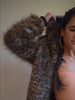 Savannah Cat Faux Fur Jacket Modeled by Female in Video