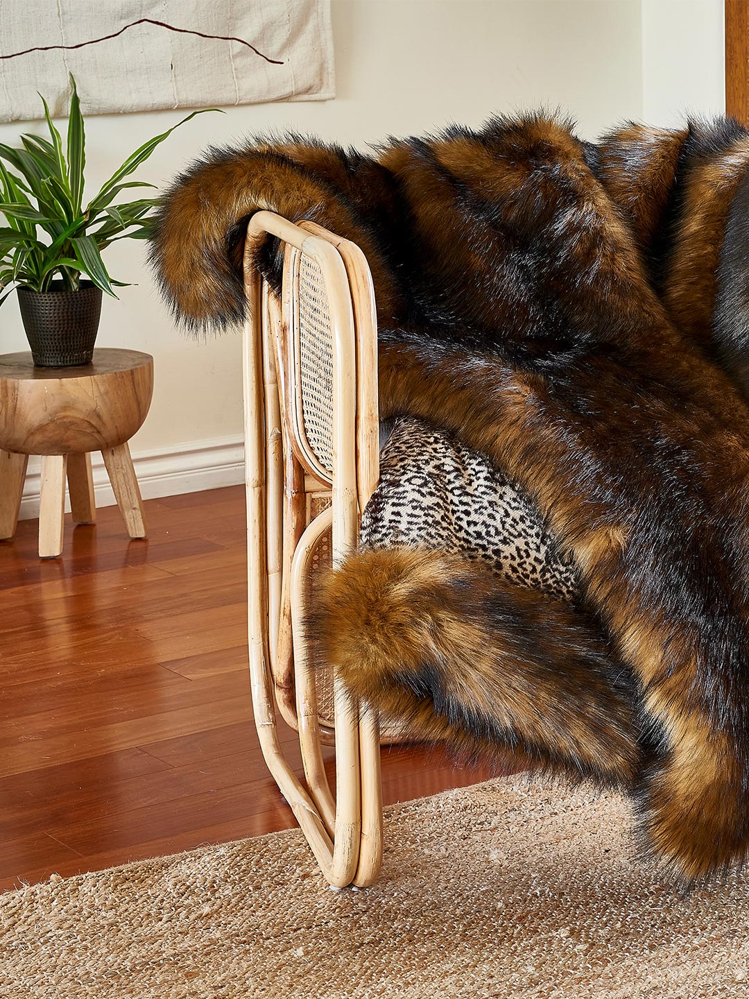 Kodiak Bear Faux Fur Throw Blanket Home Decor on Chair