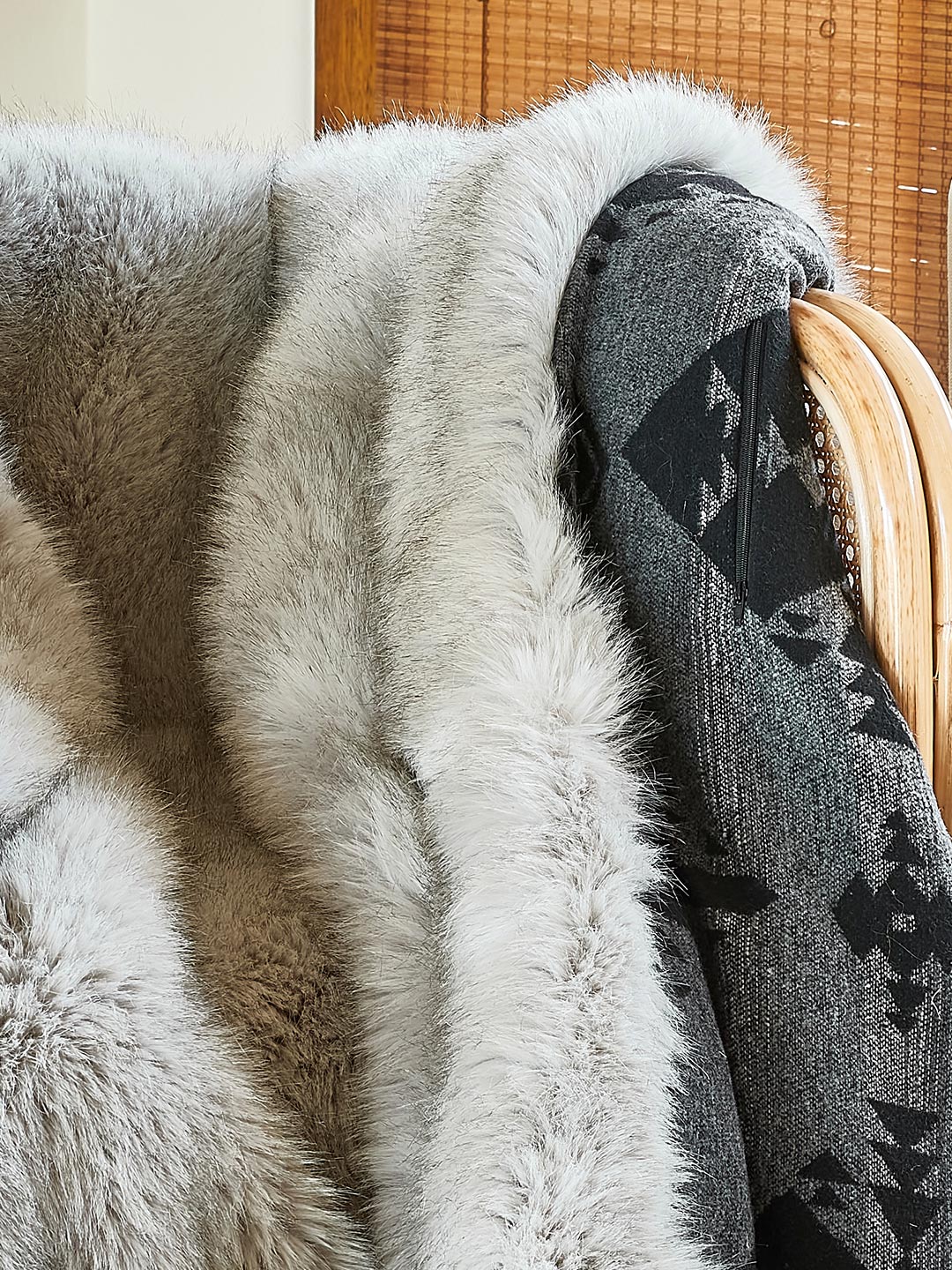 Arctic Wolf Faux Fur Throw, view 6