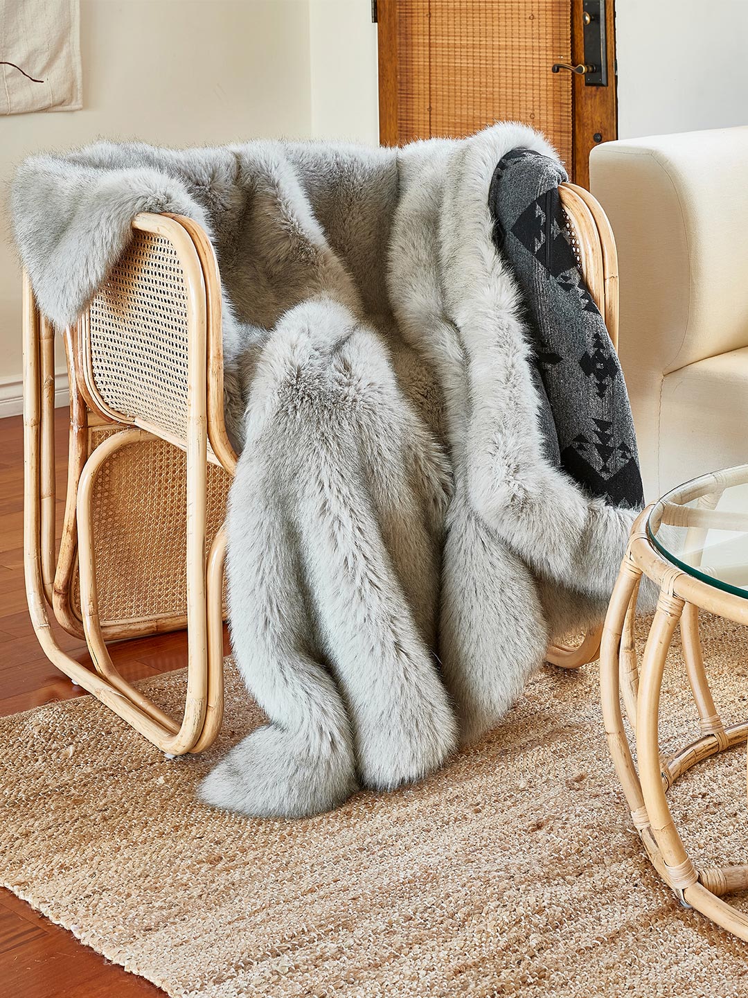 Arctic Wolf Faux Fur Throw, view 2