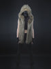 Woman wearing Nighthawk Hooded Faux Fur Vest