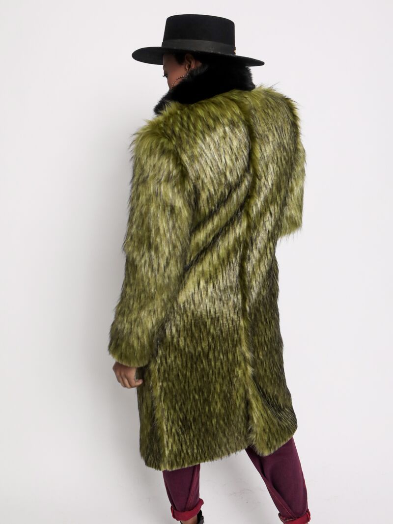 Jade Fox Faux Fur Calf Length Coat on Female Model