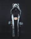 Woman wearing Grey Wolf Classic Faux Fur Robe. full view