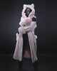 Woman wearing Rose Quartz Wolf Luxe Classic Faux Fur Robe, full view