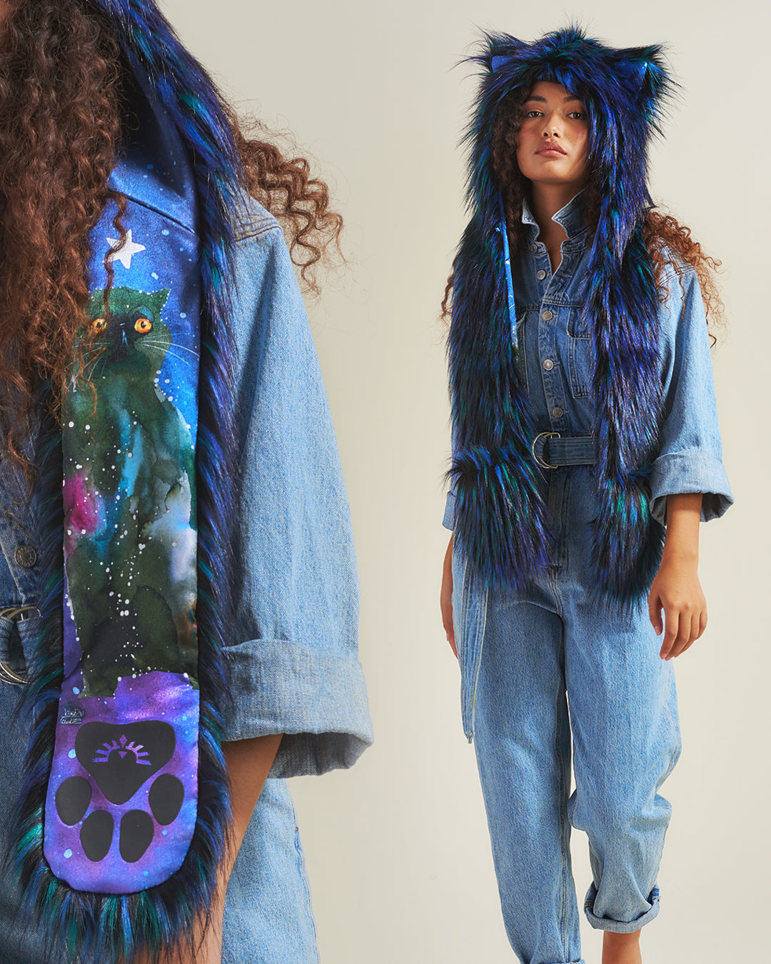 Artist Edition Lora Zombie Galaxy Cat Faux Fur Hood | Women's - SpiritHoods