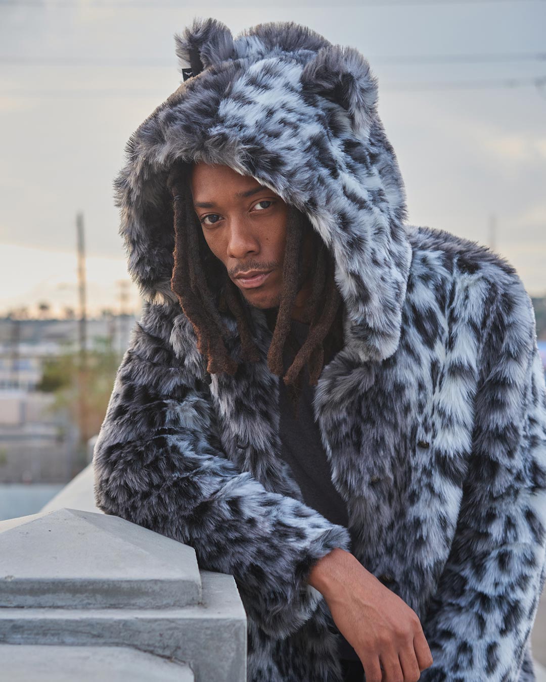 Snow Leopard Classic Faux Fur Coat