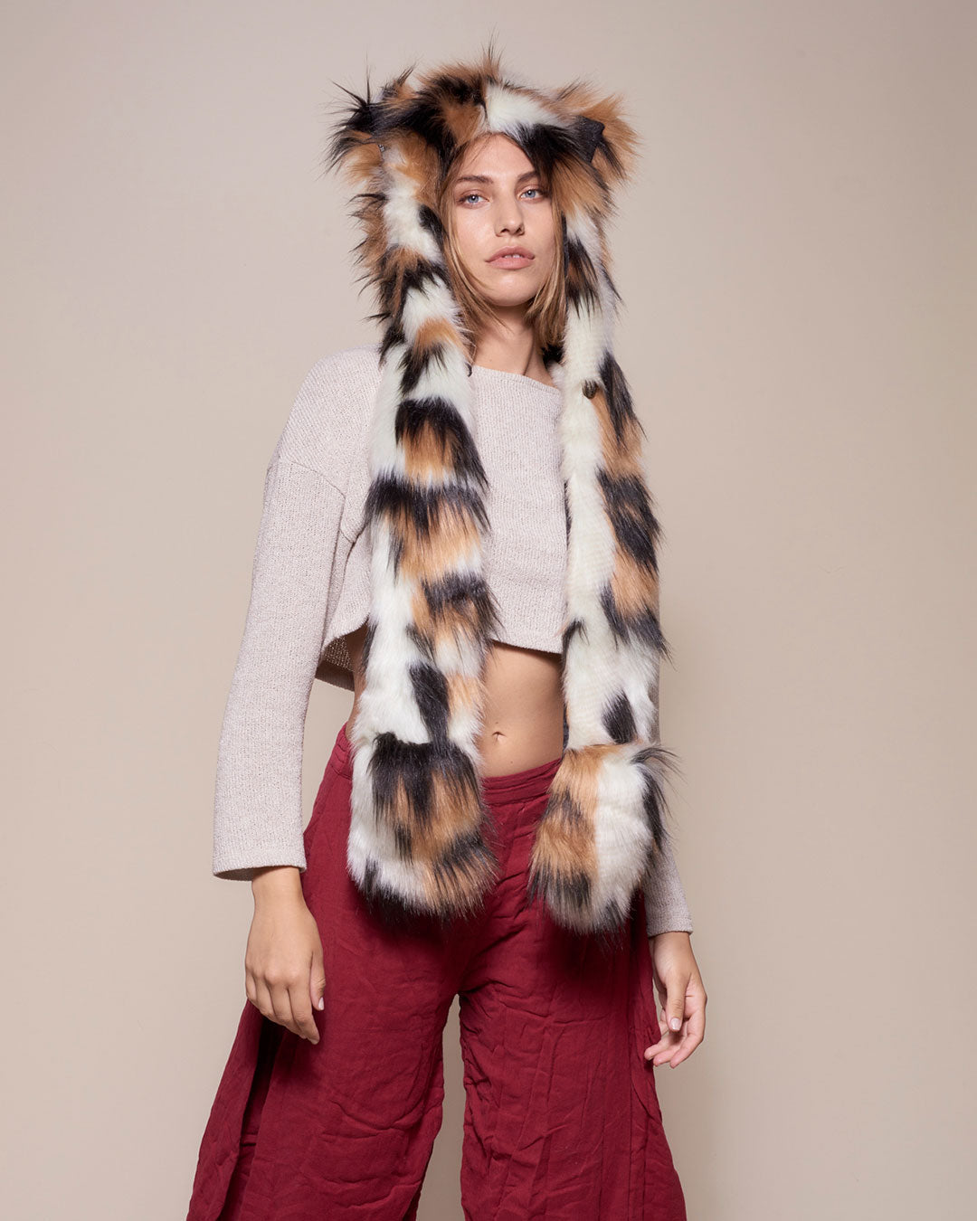 SpiritHood Featuring Manx Cat Faux Fur on Woman