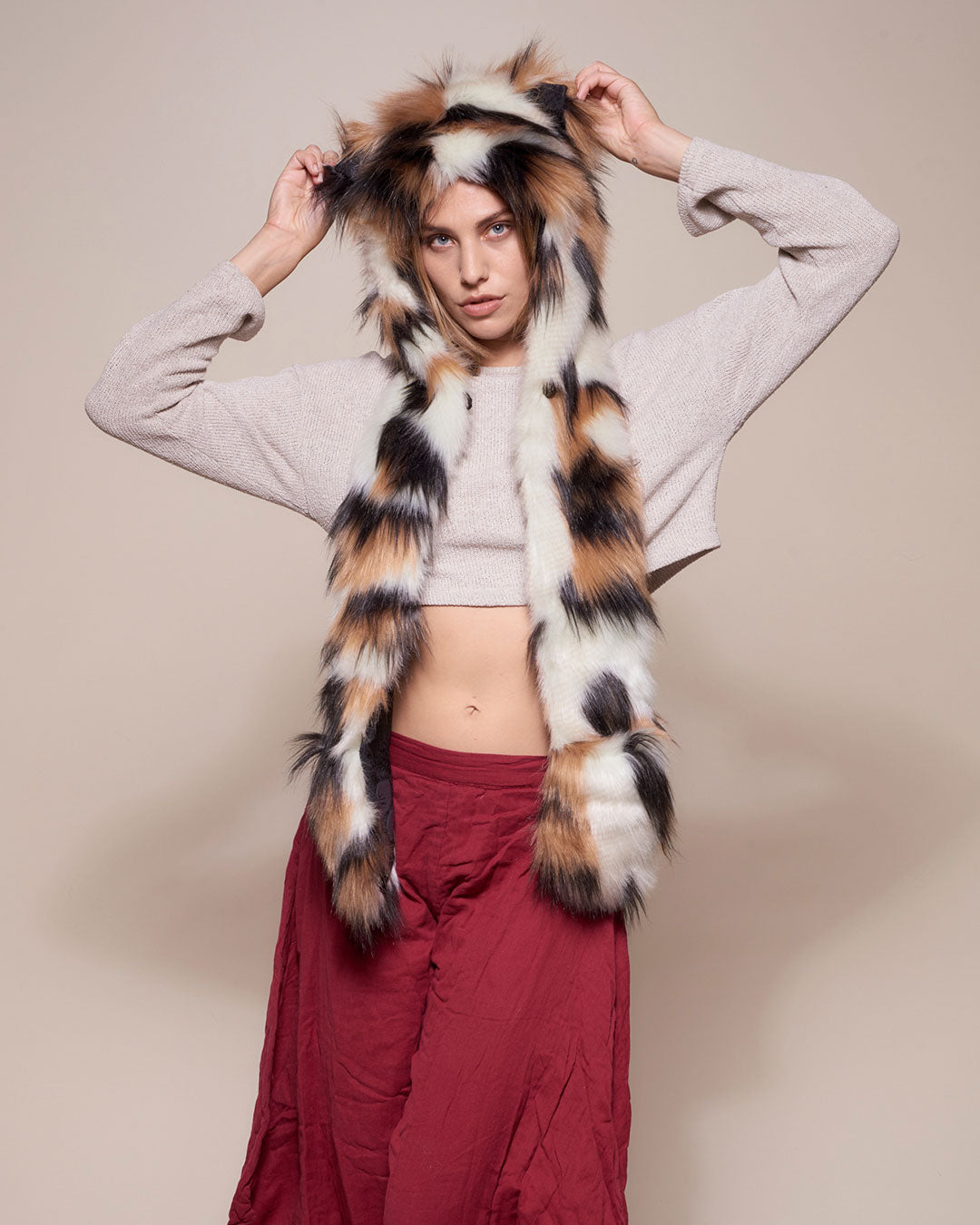Collector Edition Faux Fur Hood in Manx Cat Design