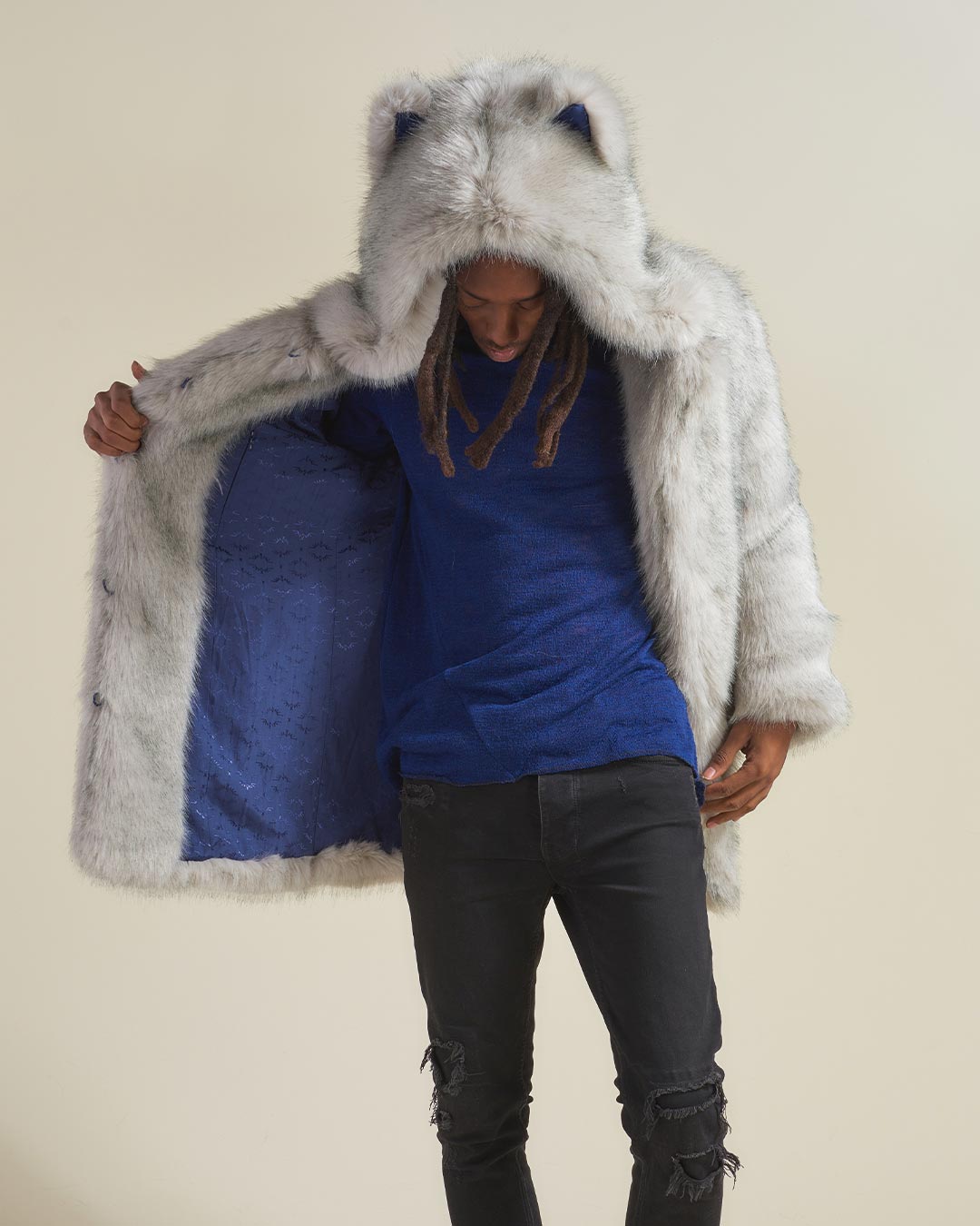 Arctic Wolf Classic Faux Fur Robe | Men's