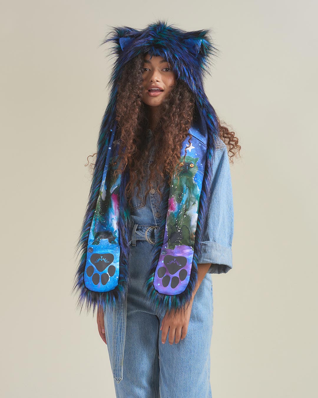 Artist Edition Lora Zombie Galaxy Cat Faux Fur Hood | Women&#39;s - SpiritHoods
