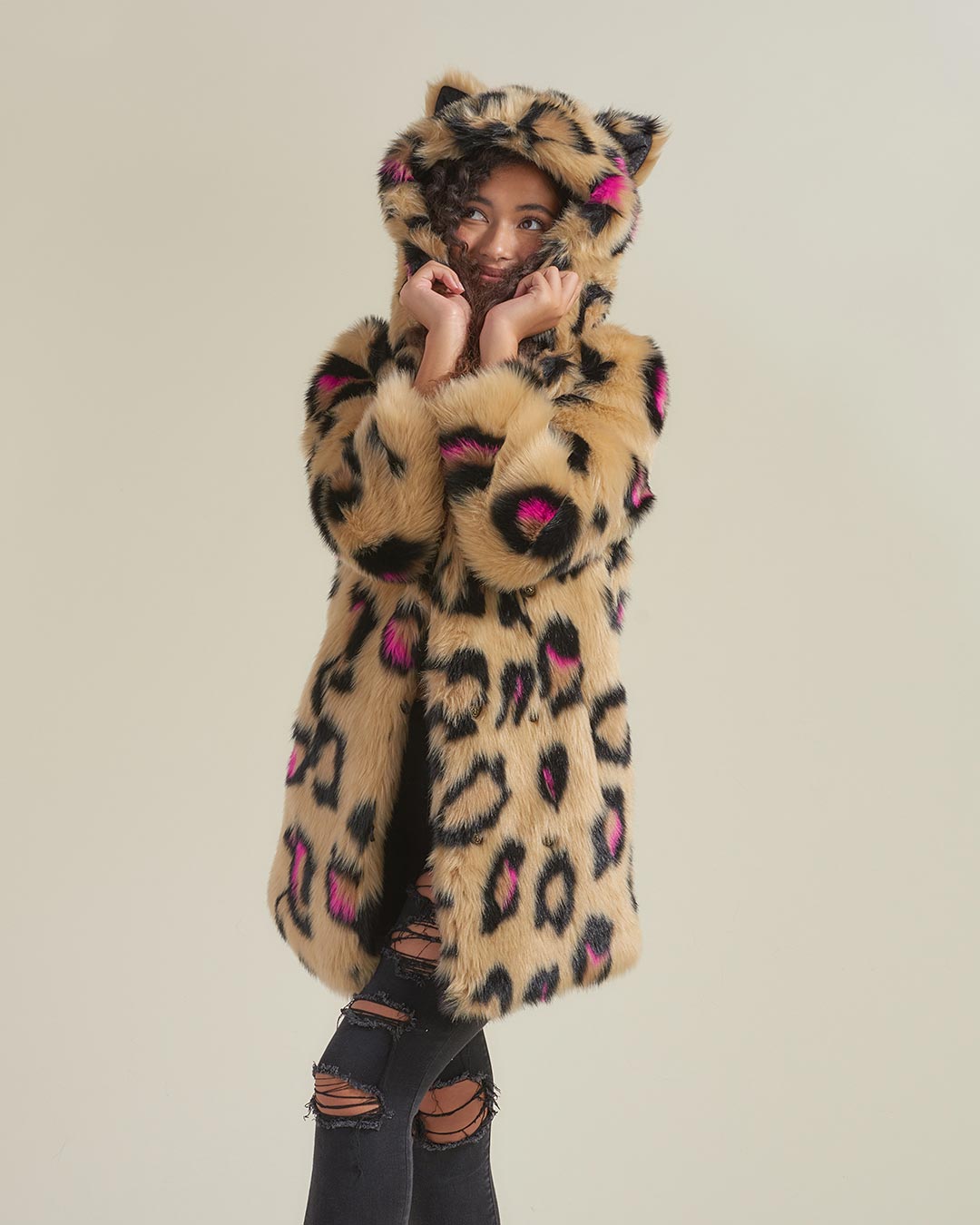 Pink Spotted Leopard Classic Faux Fur Coat | Women&#39;s