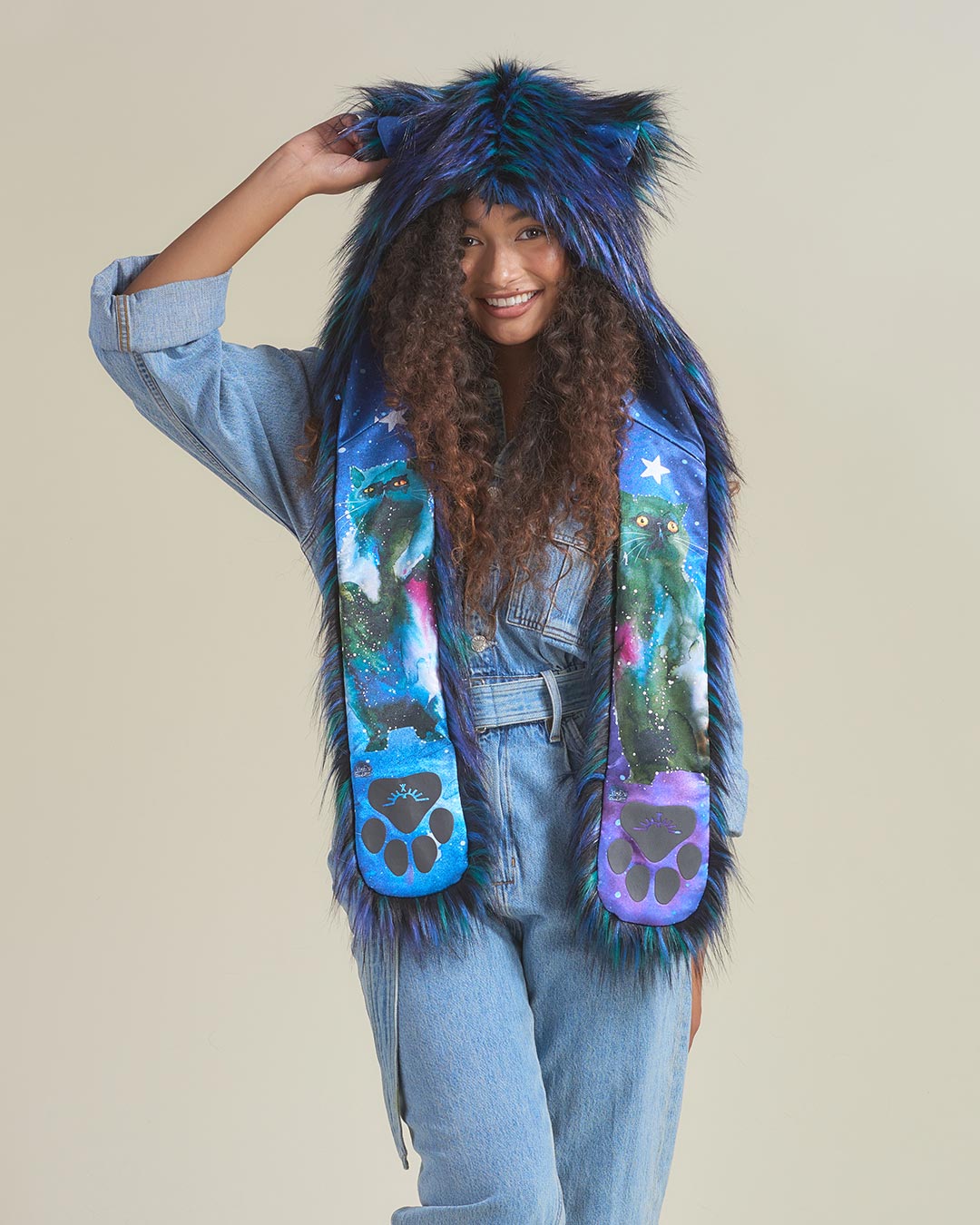 Artist Edition Lora Zombie Galaxy Cat Faux Fur Hood | Women's - SpiritHoods