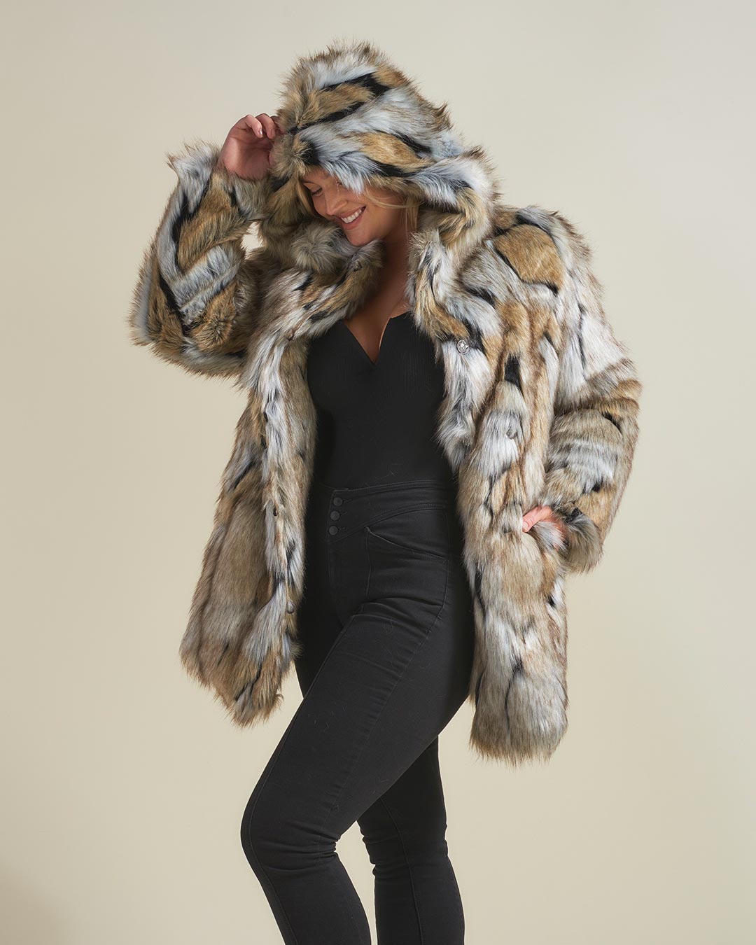 Wolverine Faux Fur Coat with Hood