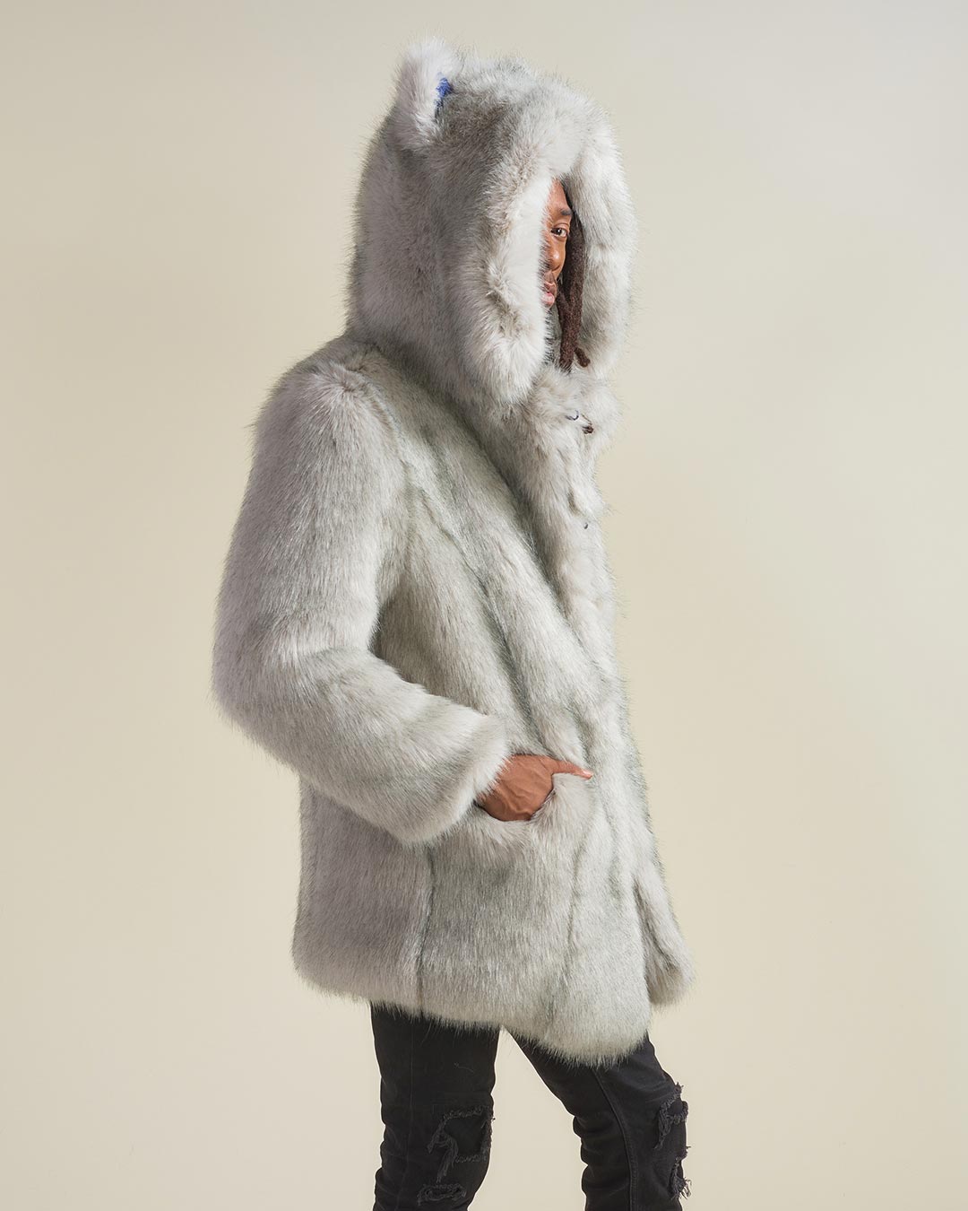 SpiritHoods Men's Wolf Faux Fur Coat
