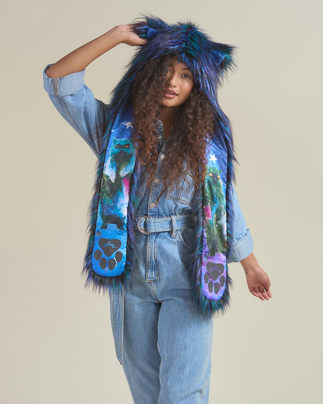 Artist Edition Lora Zombie Galaxy Cat Faux Fur Hood | Women's - SpiritHoods