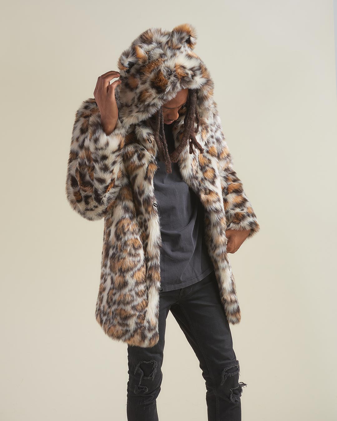 Clouded Leopard Classic Faux Fur Coat | Men&#39;s - SpiritHoods