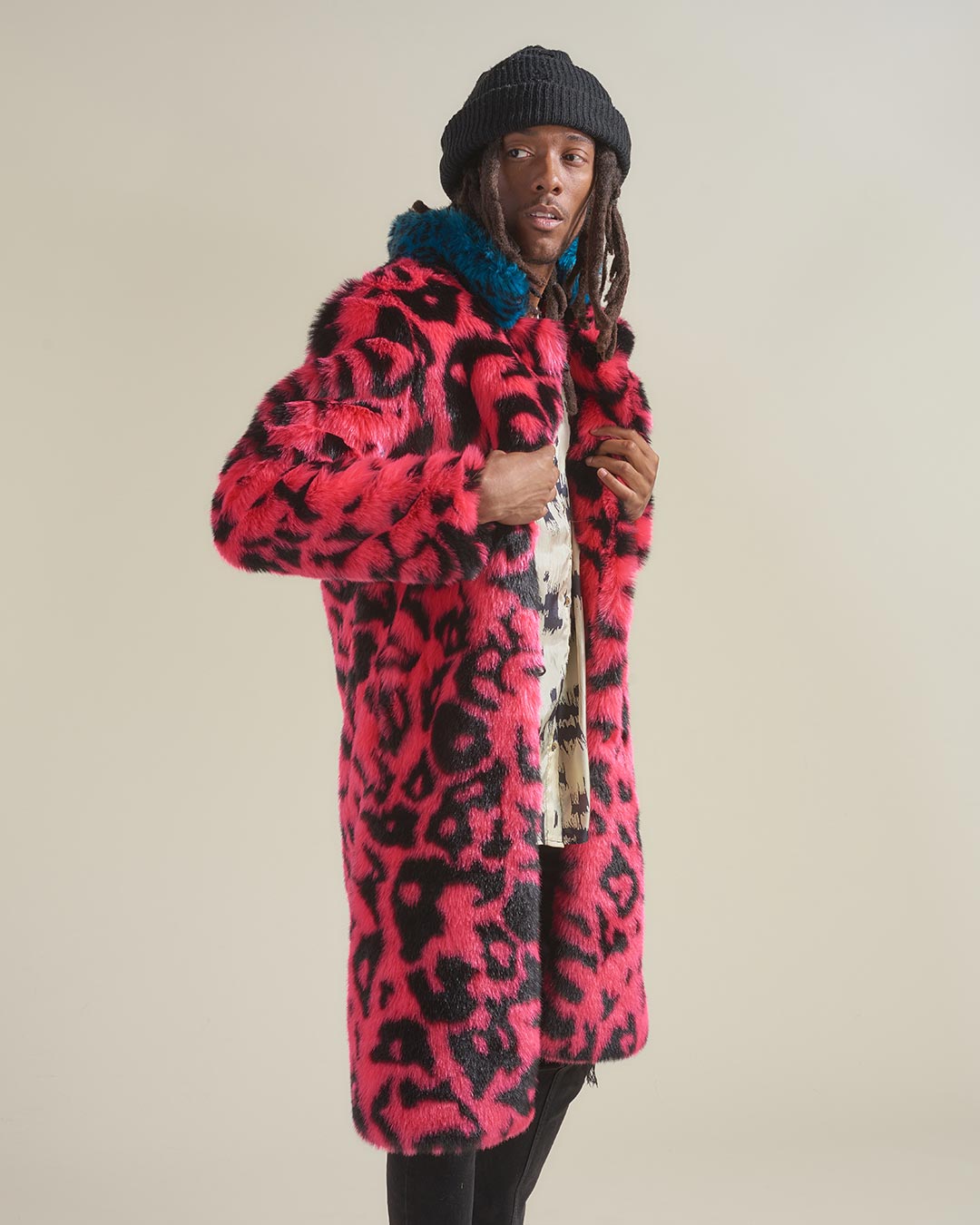 Pink Panther Calf Length Faux Fur Coat | Men&#39;s - SpiritHoods