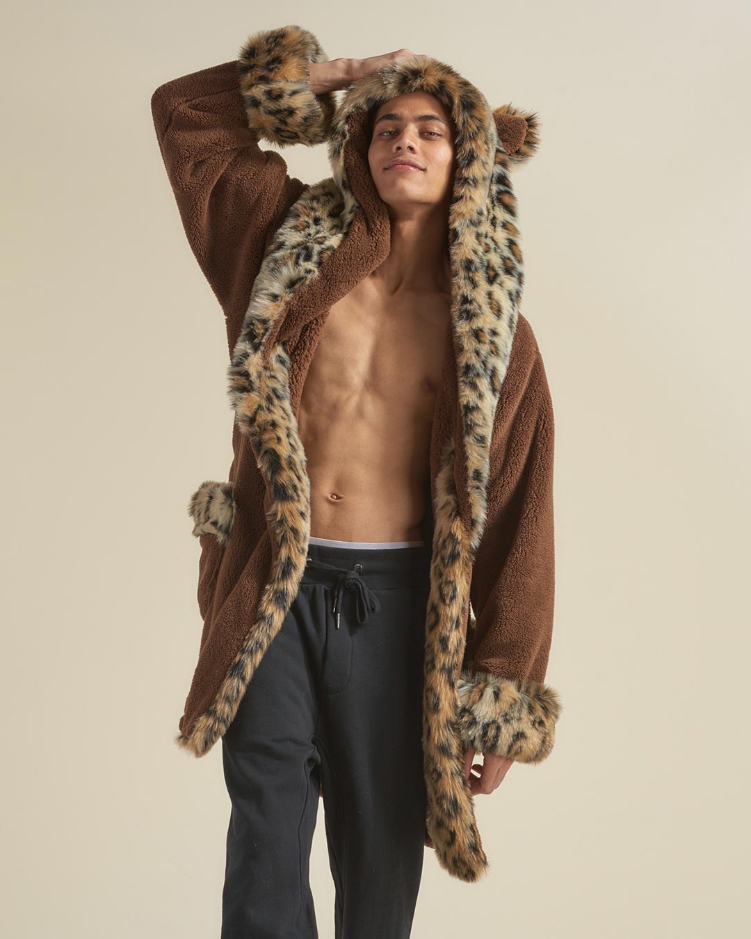 Leopard Classic Short Faux Fur Robe | Men&#39;s