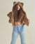 Gold and Tan African Golden Cat Luxe Faux Fur Collector Edition Shawl on Female