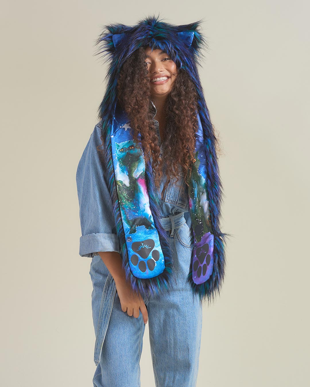 Artist Edition Lora Zombie Galaxy Cat Faux Fur Hood | Women&#39;s - SpiritHoods
