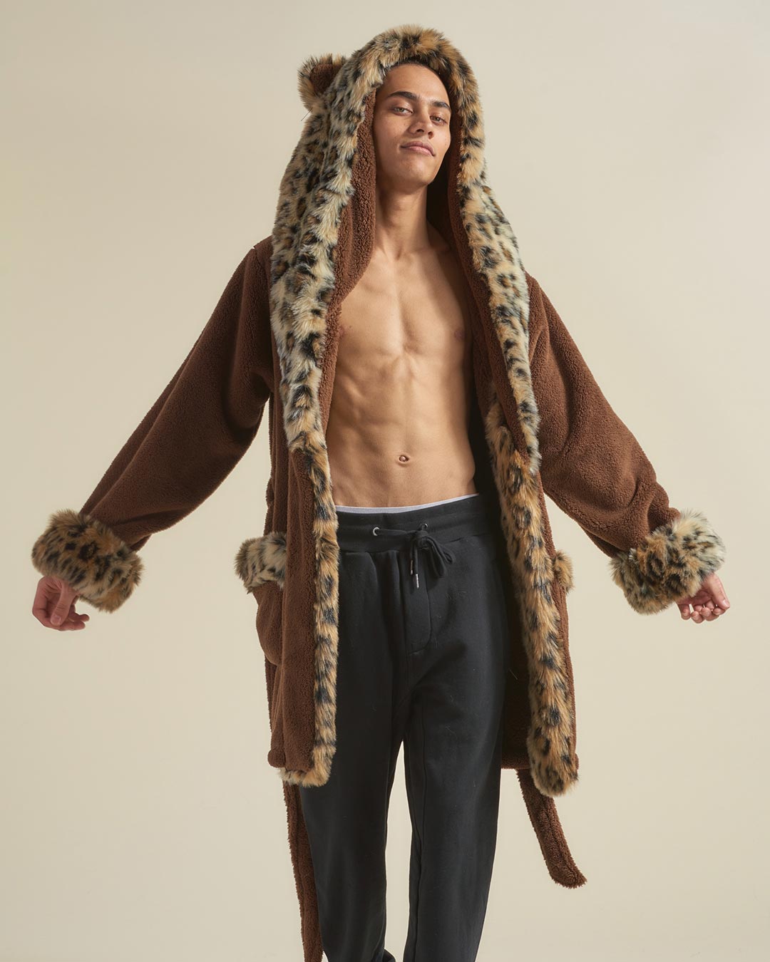 Leopard Classic Short Faux Fur Robe | Men&#39;s