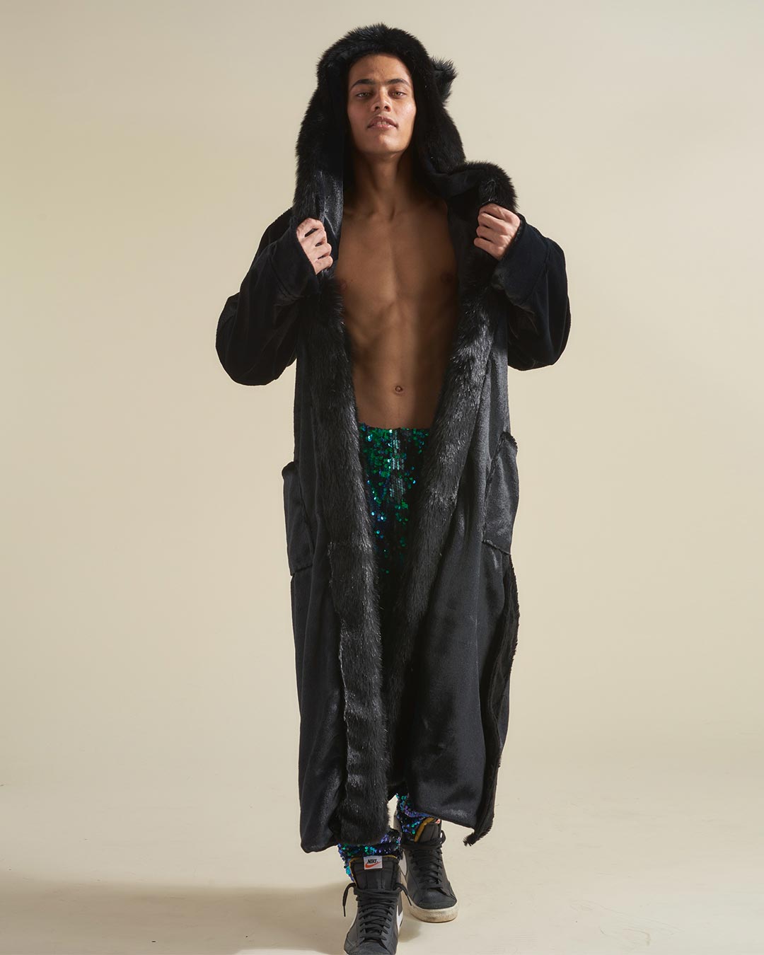 Black Panther Classic Faux Fur Style Robe on Man