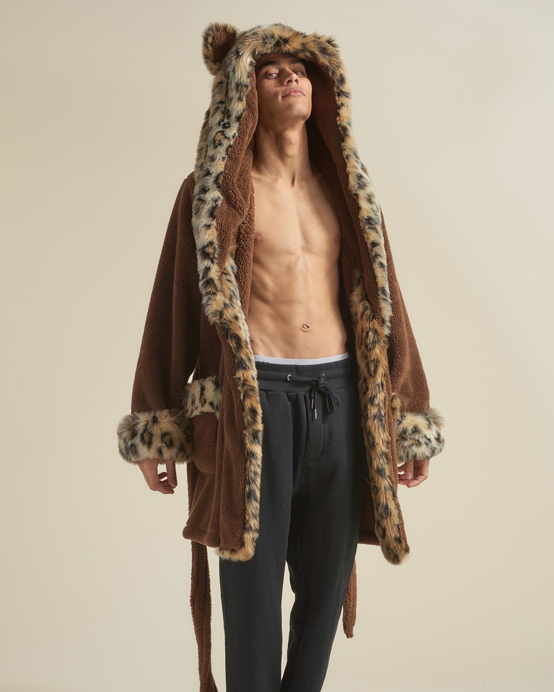 Leopard Classic Short Faux Fur Robe | Men&#39;s
