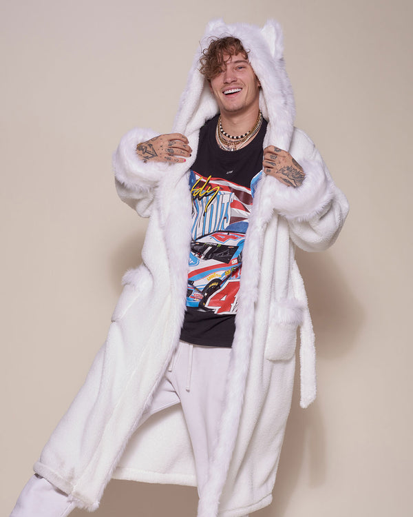 Artic Wolf Faux Fur Men's Robe | House Coat | SpiritHoods