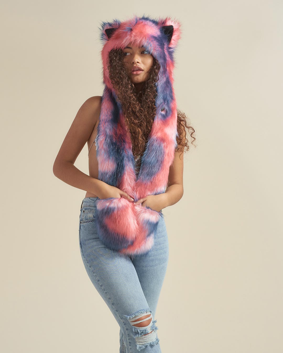 Peach Sorbet Kitten Faux Fur Hood | Women&#39;s