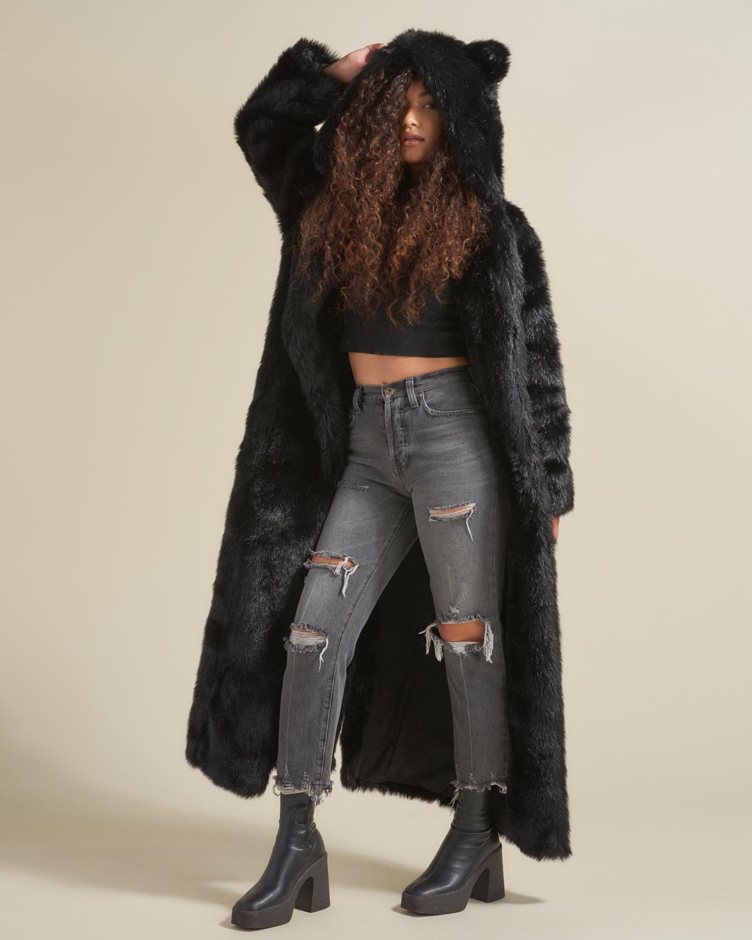 Black Panther Classic Faux Fur Long Coat | Women&#39;s