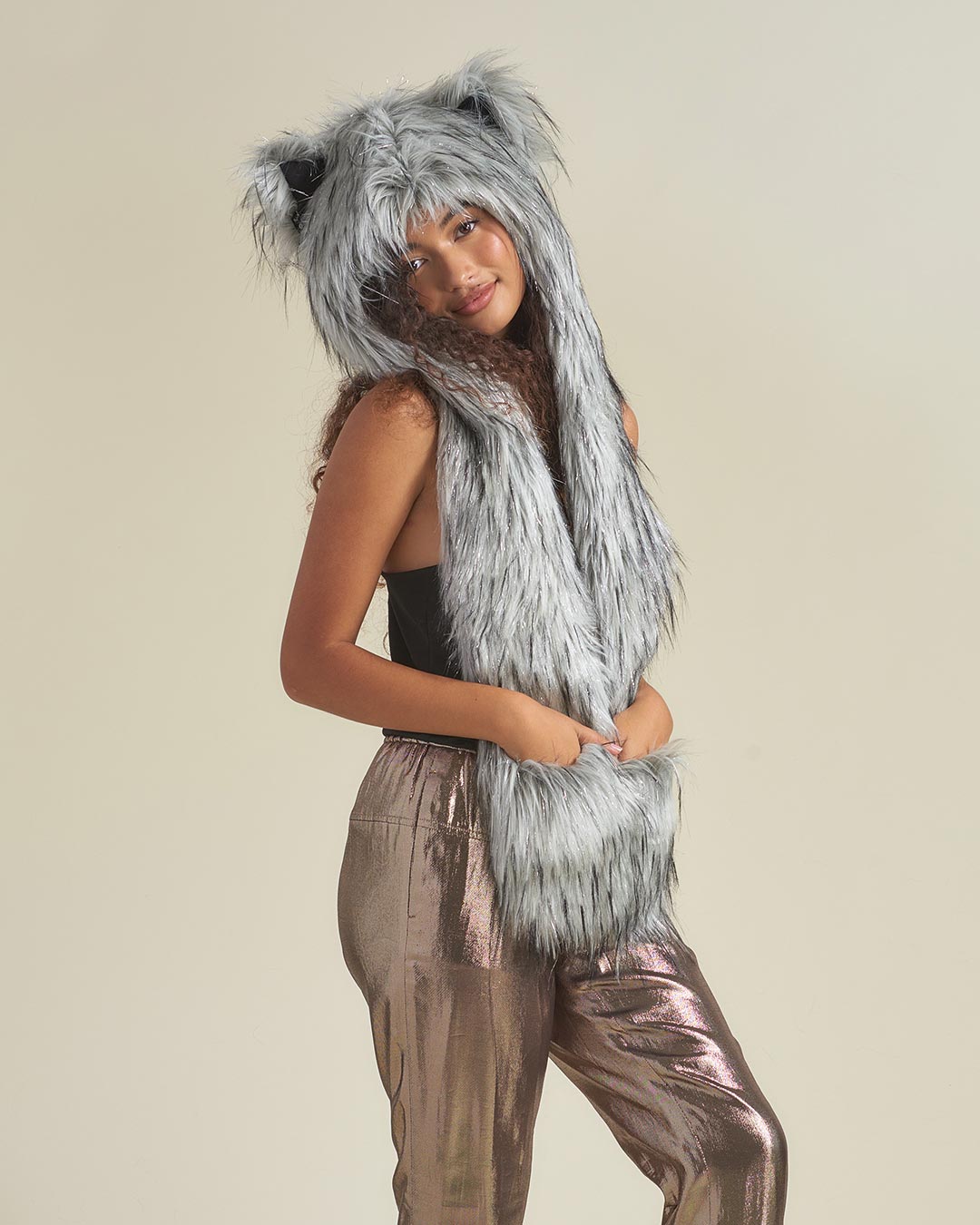 Glitter Moon Wolf Collector Edition Faux Fur Hood | Women's