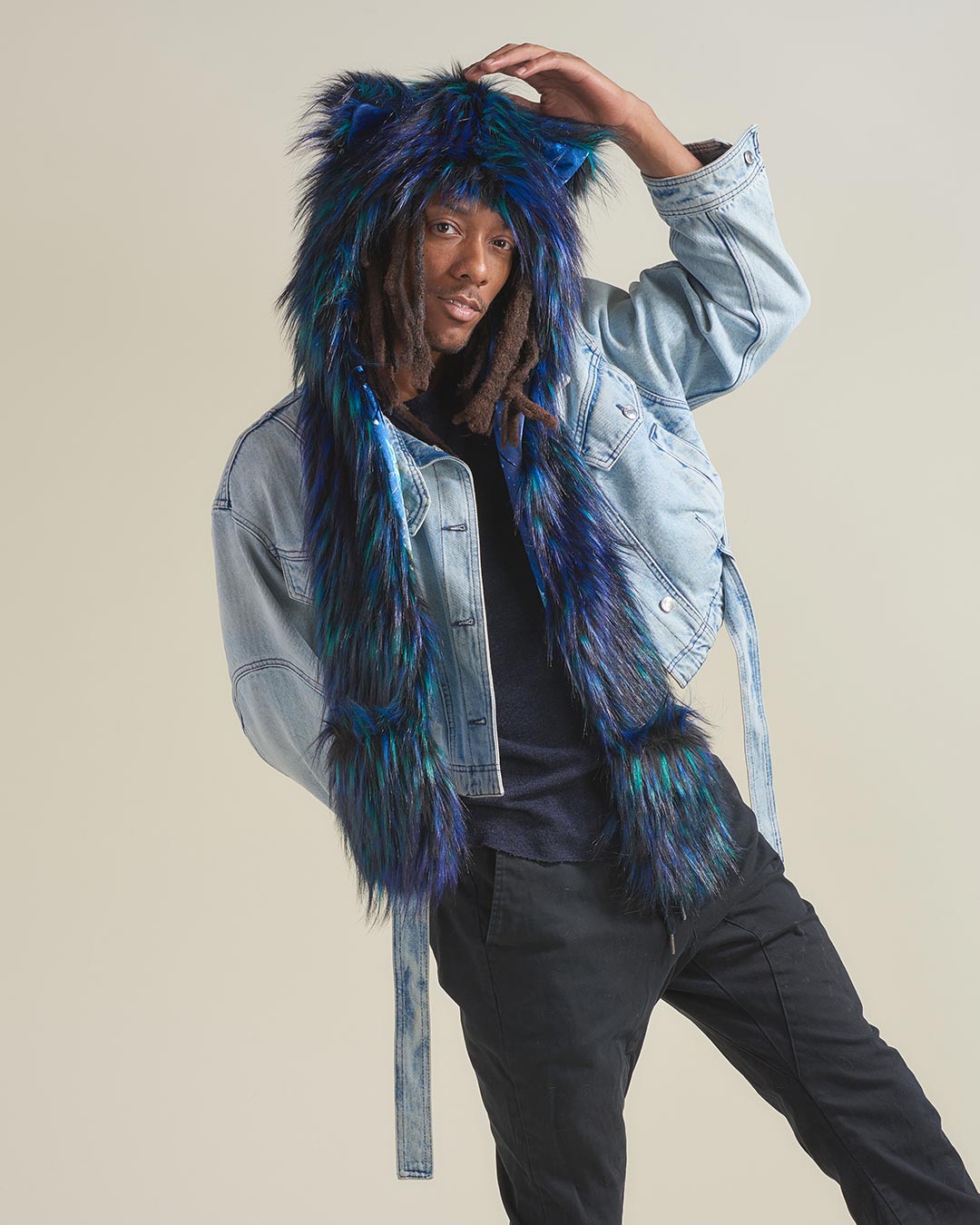 Artist Edition Lora Zombie Galaxy Cat Faux Fur Hood | Men's - SpiritHoods