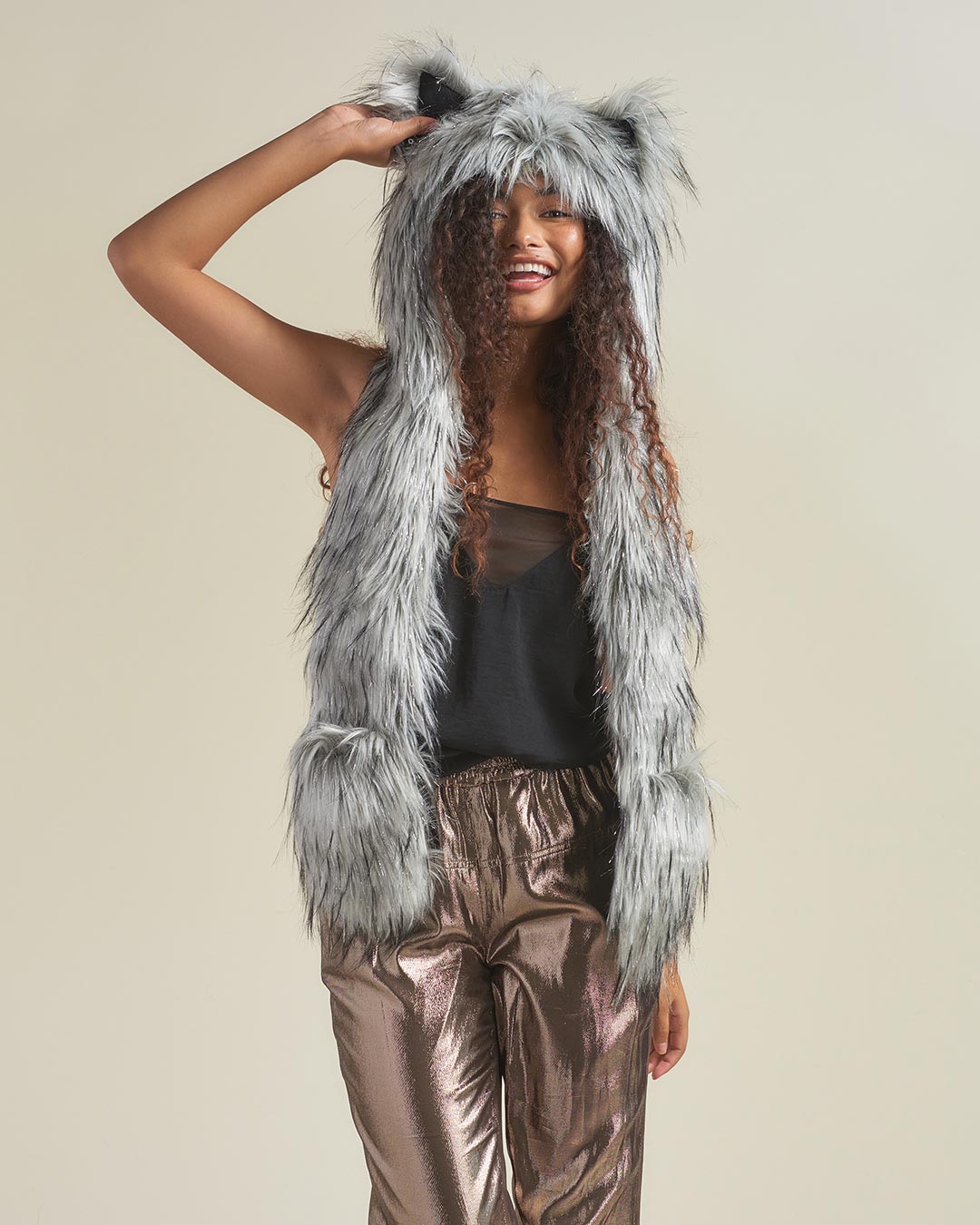 Glitter Moon Wolf Collector Edition Faux Fur Hood | Women&#39;s