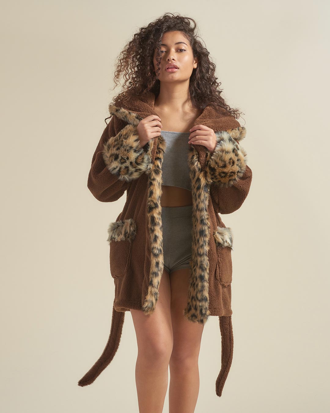 Leopard Classic Short Faux Fur Robe | Women&#39;s