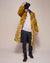Yellow Cheetah Faux Fur Coat with Collar on Male  