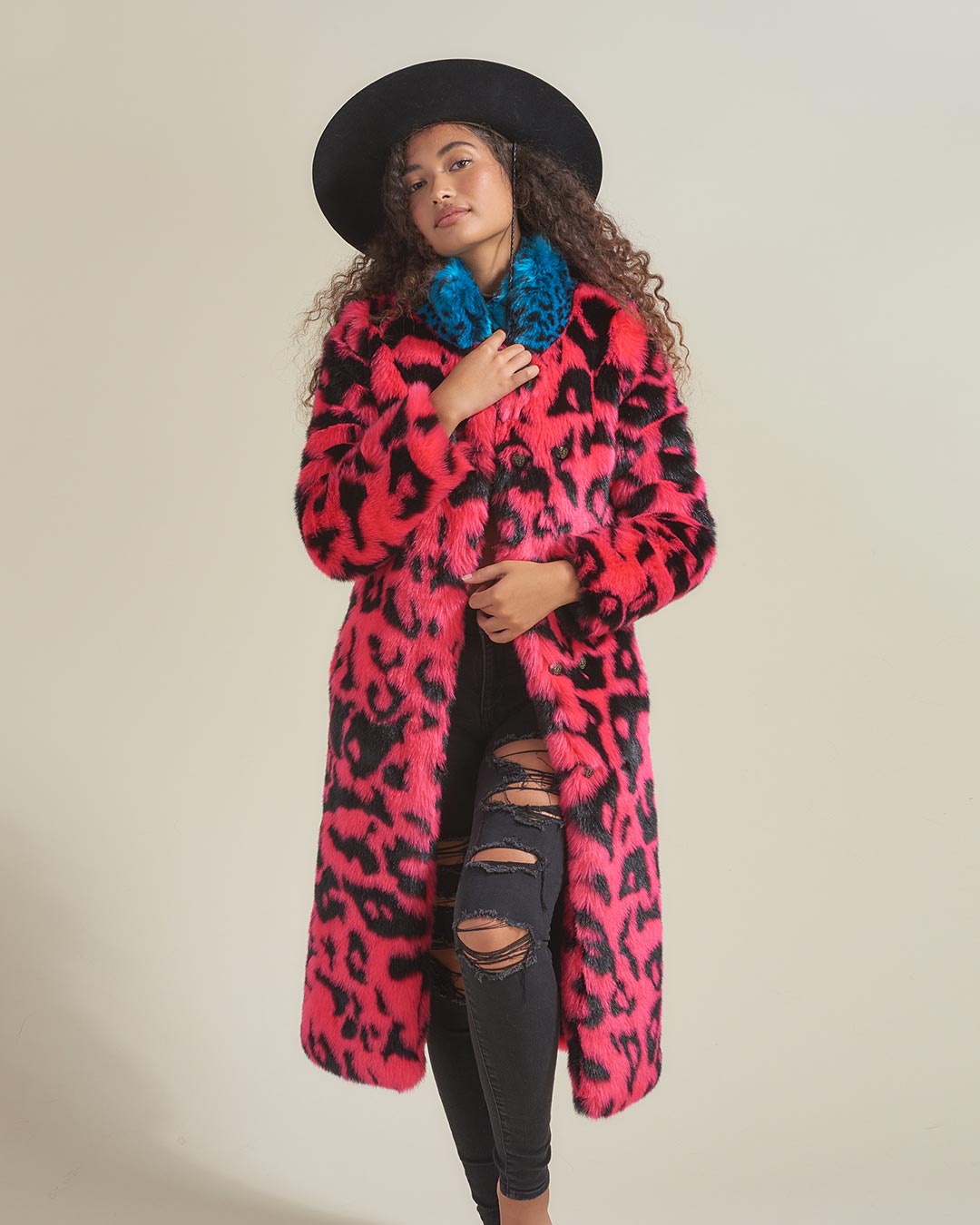 Pink Panther Calf Length Faux Fur Coat | Women&#39;s - SpiritHoods