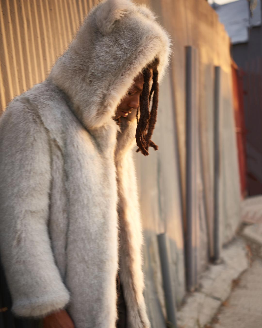 HOOD REVERSIBLE FAKE FUR COAT(S BLACK): AMERI: WOMENS