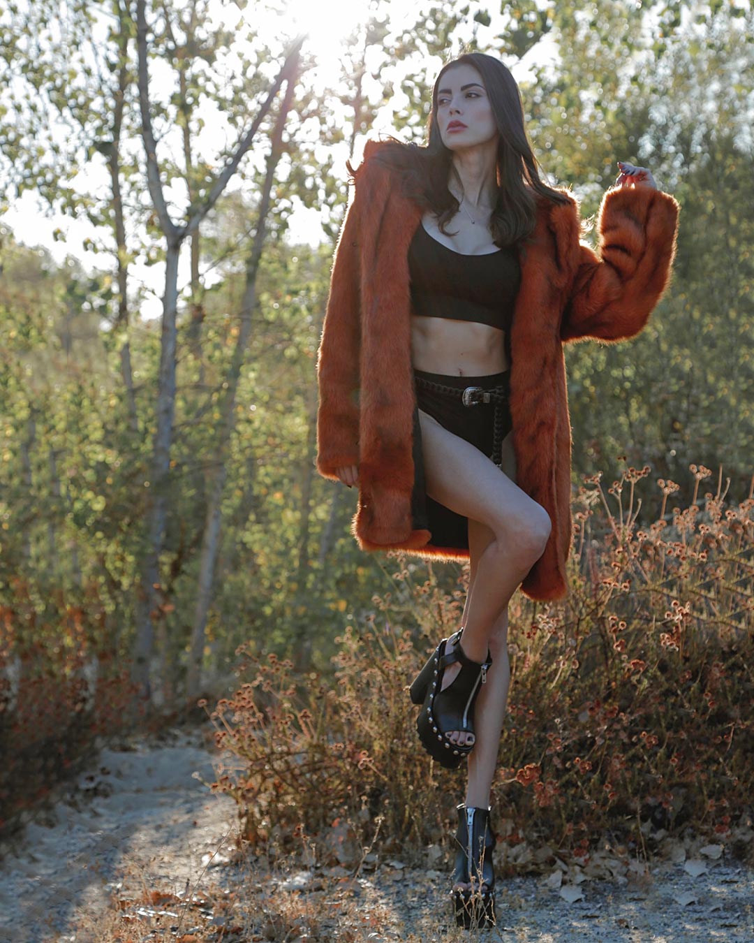 VAMP Wolf Artist Edition Hooded Faux Fur Coat